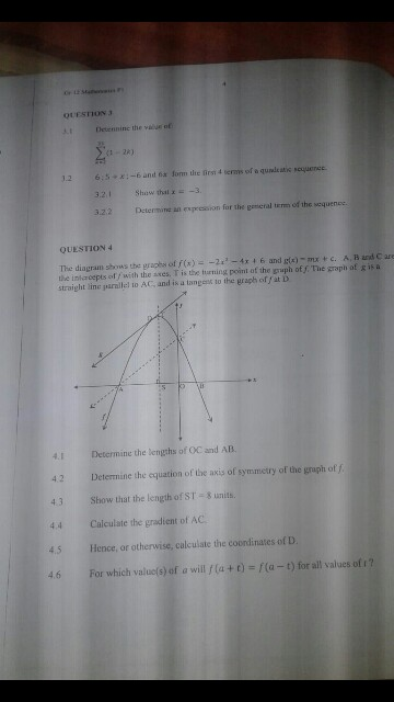QUESTION Determine the of > 412) 6: 5-6 and form the first terms of a quienes 3.2.1 Show tax-3 Determine expon for the genera