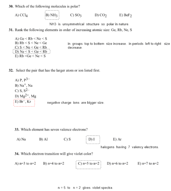 30. Which of the following molecules is polar? A) CC14 B) NH3 C)503 D) CO2 E) BeF2 NH3 is unsymmetrical structure so polar in