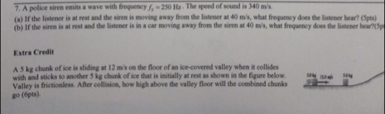 A police siren emits a wave with frequency fs = 23