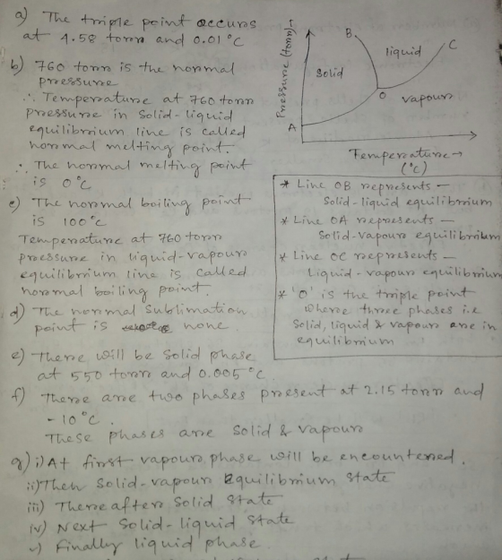 at-1.58 torm and 0.01°C tiquuid 76o form is the honmal Solid าวาว ,S equilibium tine is cauet Solid-liquid egilibrmium is 100