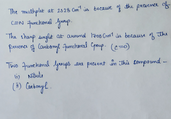 thi puesemce o The mutplut at 2328 Cm is becaue cEN Aunctenal The sharp sunglt at auoundl l700 Cn because The puenca Canlbory