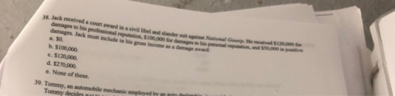38. Jack received a court award in a civil libel od danders ist National Gosip Here amage to his professional reputation $100