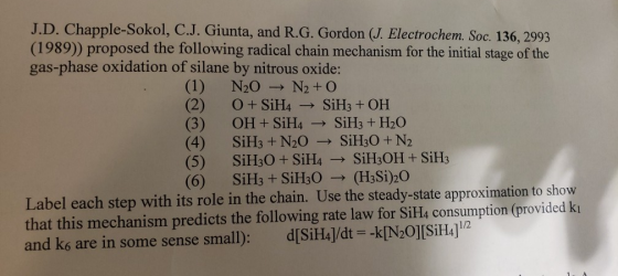J.D. Chapple-Sokol, C.J. Giunta, and R.G. Gordon (J. Electrochem. Soc. 136, 2993 (1989)) proposed the following radical chain
