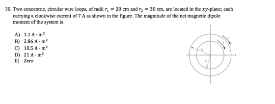 Two concentric, circular wire loops, of radii r_1