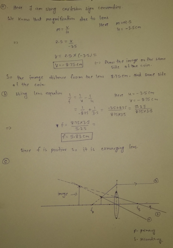 Here am conventin cartesian We Knous that me gni ficahim due to lens mot2.5 Here 4=-3-50m 2.5= V -3-S 2.SXT 3.5) (&nags the i