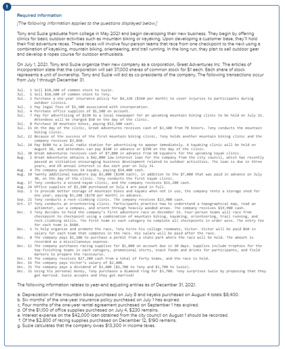 Required Information The following information applies to the questions displayed below.] Tony and Suzie graduate from colleg