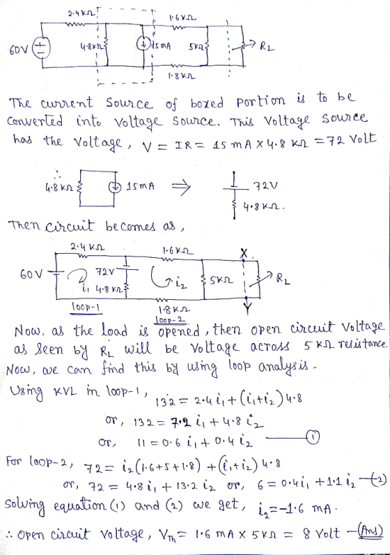 2.4.2 ---- . 1.682 2R 60V 4.8Wh Wisma 5423 - The current source of boxed portion is to be converted into voltage source. This