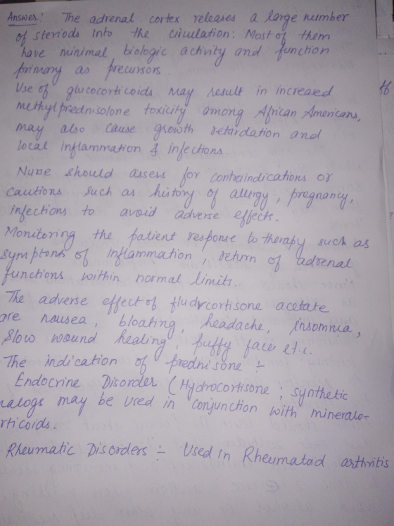 Anshex The adrenal cortex releases a large number 어 steviods Into the unulation.. Mosfet Hum have nunimel, biologrc achnity and fonchon glu cocorti coids may hesult in increaed metiyt phoednitolone toxicihy omong Apitan Anorian Use aso Cause oth etandation anel locat Intlammaron 4 inle chons Nune should assers Jor containdicahons or cautions such as his rognan infections to Monitoning the patient response to tha dsenal nchons oithin hormal Umit TAe adverse effect tlu drcorti sona acotate re nausea bloahng headache nsom Slovo nwound heat The indicationfrectre ry be vred in Conjunction with minerale- rh coids Rhumatic Dis orers Ured in Rheumatacd shwiis