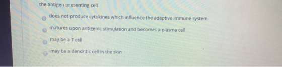 the antigen presenting cell the antigen presenting cell does not produce cytokines which influence the adaptive immune system