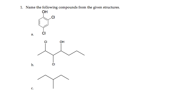 Name the following compounds from the given struct