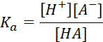 K = [H+]A] [HA]
