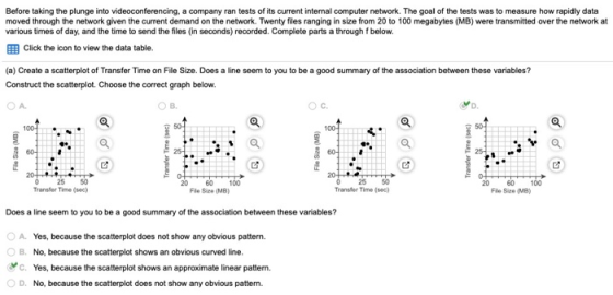 Before taking the plunge into videoconferencing, a company ran tests of its current internal computer network. The goal of th