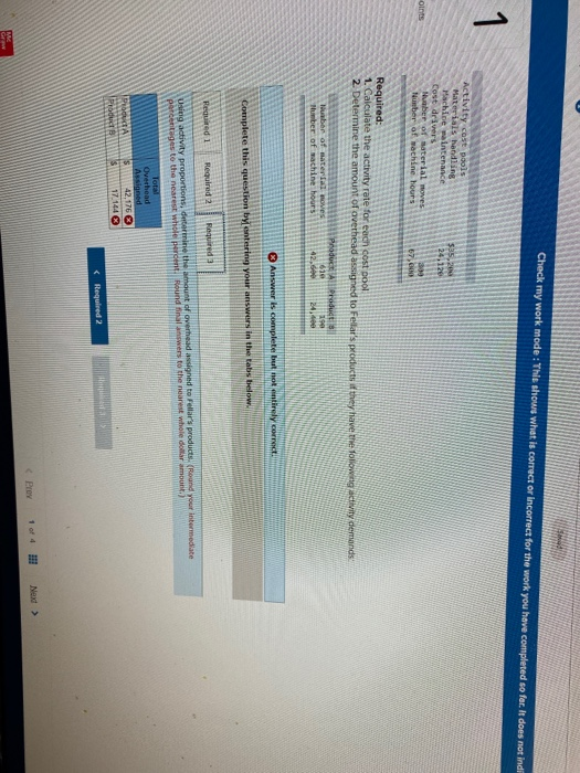 Check my work mode: This shows what is correct or incorrect for the work you have completed so far, it does not ind Activity