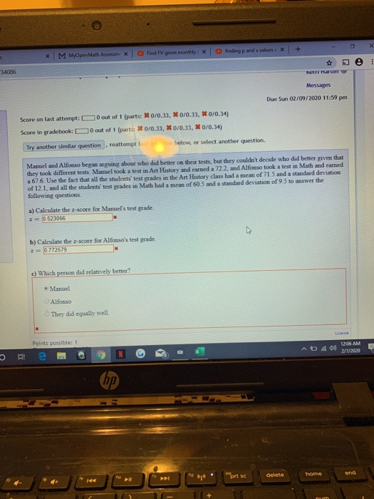 * M MyOpen Math Assessm | Find given monthly finding and sales ex + - 0 Parபாயா Mesues Due Sun 02/09/2020 11:59 pm Score on L