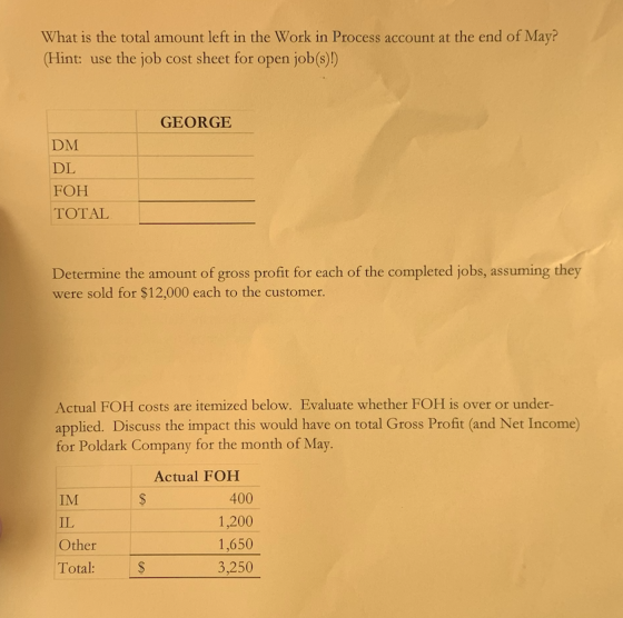What is the total amount left in the Work in Process account at the end of May? (Hint: use the job cost sheet for open job(s)