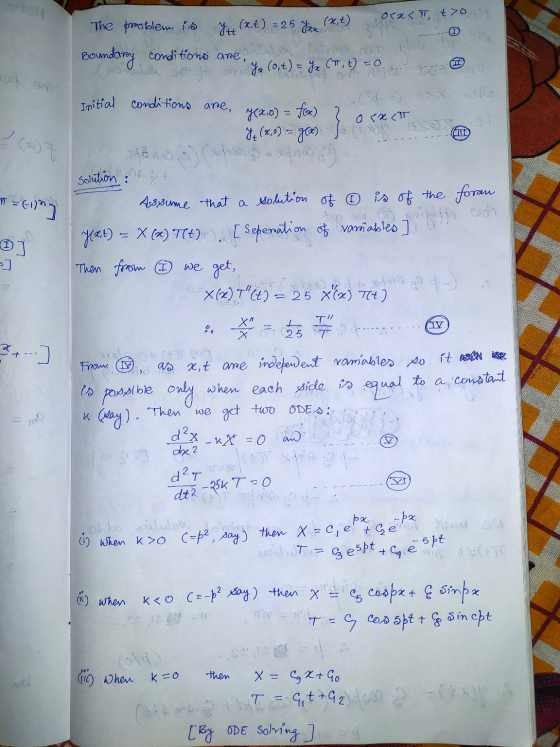 SH ito Рест, ST Y(x,0) = fox) } o cxcT = Ein] Nato each The problem is Yue (xt) = 25 Yax (x,t) Boundary conditions ane restro