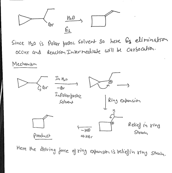 Since Ho is Polar brohe Solvent So here eliminahro Occur and Reachion Indermealiate il bCarbocaha Mechaniam -Gr nPalarprohz R