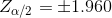 Z_{\alpha/2} = \pm 1.960