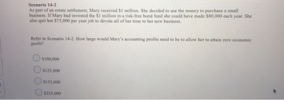 Scenario 14-2 As part of an estate settlement, Mary received $1 million. She decided to use the money to purchase a small bus