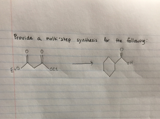 Provide a molk step synthesis or the follauing OEt