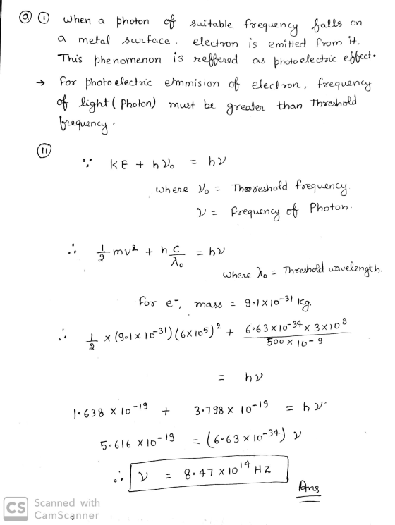 @ 0 when a photon of suitable frequency falls on a metal surface. electron is emited from it, This phenomenon is reffered ous