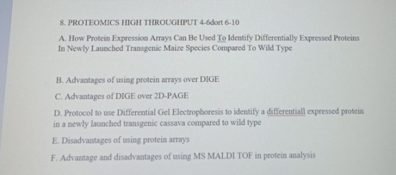 8. PROTEOMICS HIGH THROUGHPUT 4-6dort 6-10 A. How Protein Expression Arrays Can Be Used To Identify Differentially Expressed