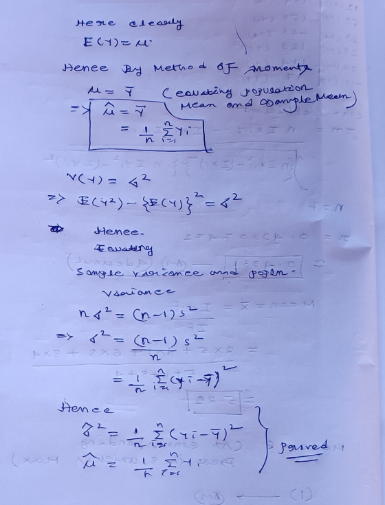 Here clearly ECY)= Hi Henee Metho By d of dromente Ceauating population Mean and complemen) = x û = FI CE VC1) = G2 27 E(72)