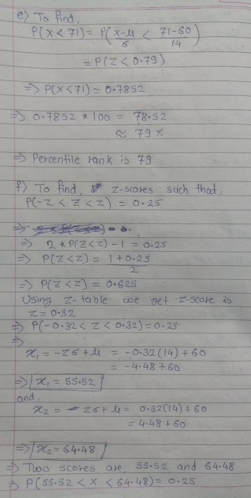 (44 5.0.7852 * loo = 8-52 percentile rank is 73 To indsssuch thed 2, OSina Z-table て20-32 coe-aet 5cote-45 48チ60 X,= 55-52 ao
