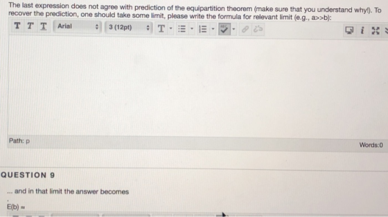 The last expression does not agree with prediction of the equipartition theorem (make sure that you understand why!). To he p