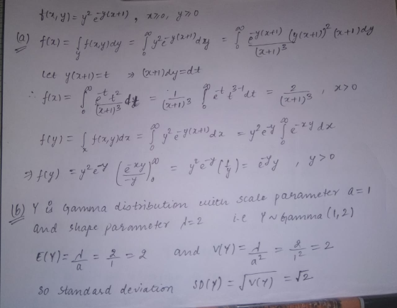 2 0 a+i)2 t 31,4 (rt 1) 3 b) Y& gamma diotib and shape parametr N Gamma (1,2) So Stand aんd deviation SD(y)-JV(y)