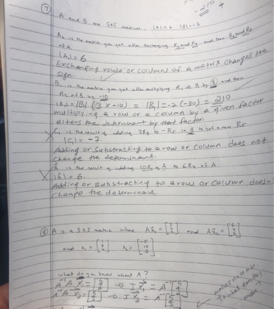 -210 A and B are sxs -Thabis_ matruos ALEL 15-7 and you get ather exchanging R and hy OFA AL=6 ix Changes the a matrix Change