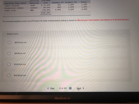 Activity Cost Pools Labor-related Production orders Order size Measures DLHS orders MHS Cost $ 31,200 49,540 100,950 $181,690