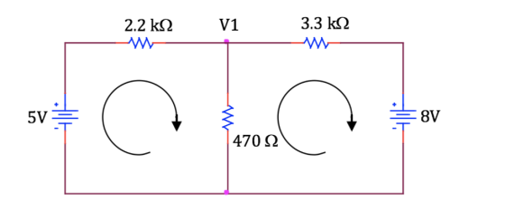2.2 kΩ V1 3.3 ks2 5V亭 8V 470 Ω