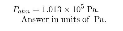 P,tm = 1.013 × 105 Pa. Answer in units of Pa