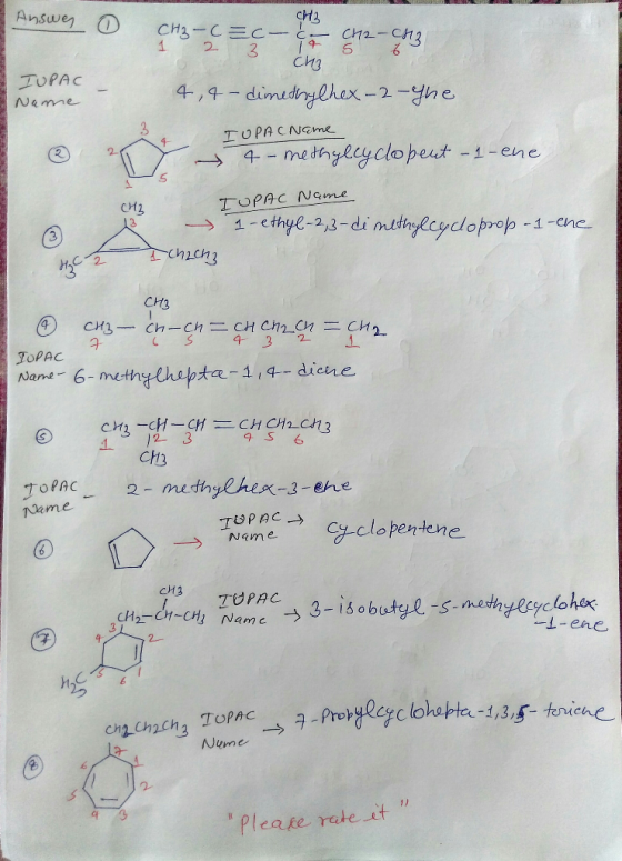 Answe CH3 Answers o a CH3-CEC 1 2 cu-cuc- CACH 19 on-qnz CH2 - CH3 IUPAC Name - Сиз 4,4-dimethylhex - 2 - The I UPACName 4-me