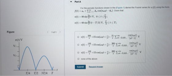 Part A (C) using the form For the periodic functions shown in the (Figure 1) derive the Founer series for f(t)-, + , A, coswo