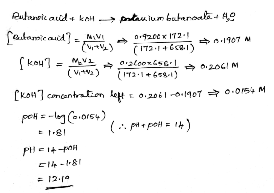 Butanoic acid + KOH →→ podkarsiuo butanoale + Hino Cautarsicaud? Mive - 0.9200 x 172! →0.1907 m 0 x 1721 [ kou] = M = 9:2600