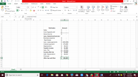 Thanuja Koppuravuri AutoSum -A H Copy S to: Book1 - Microsoft Excel FILE HOME INSERT PAGE LAYOUT FORMULAS DATA REVIEW VIEW 4