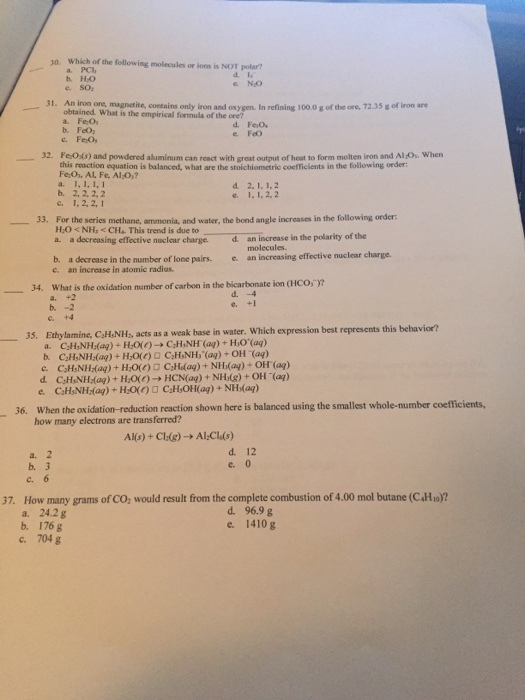 Which of the following molecules or ions is NOT po