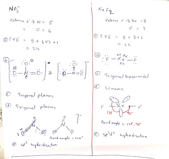 XeFg No Valence é of N= 5 06 @TVE = 5+683 + 224 Valence é of te = 8 E = ? TVE = 8 + 7x2 = 22. XXXX - -Xe 2-30 10: -2 © Trig