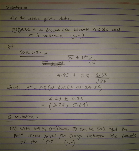Solution → fos the above nl is unknown le: -) lo 99% 2 / 2S ( 3.74) S 24 (c) with gg yg Grif dens, 과 Camre San and the Pap? meeun yards rer Caryy between the bauns o theCI