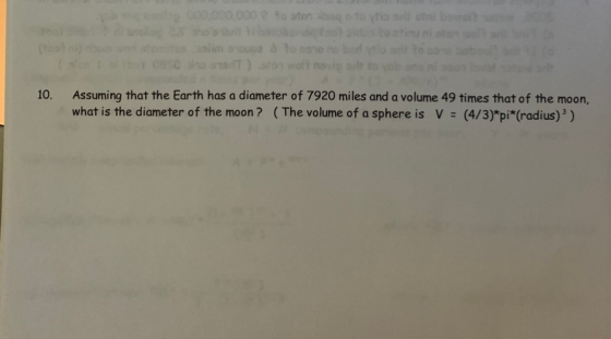 20 000.000.000 € to soboto sto se oni bol slim roupa 10. Assuming that the Earth has a diameter of 7920 miles and a volume 49