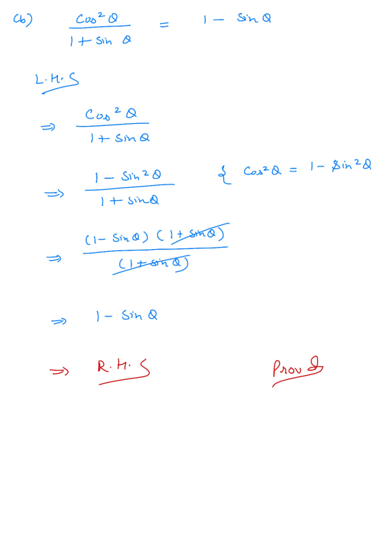 Cb) Coszo - Sina It sin a L.H. Cos 2Q =) 1t sina 1- Sinza & Cos?Q = 1- Sin 20 => 1t sina =) (1- Sino) (lt sino) (lesina I-Sin