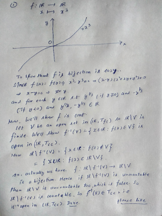 3 and fer eac х.e1R : open in (IR,Tee , actully we Aove. 产hem IRW、8 uncountable tuu,which ix fala e, so itぅopen in (K,T(c).