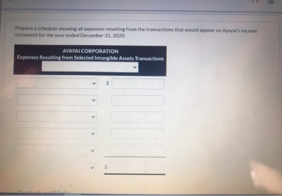 = Prepare a schedule showing all expenses resulting from the transactions that would appear on Ayayais income statement for
