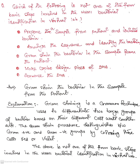Ashich of the following is not one of the form banc sleps involved in Sue HHMI bacheria? identification in veritual lab? Prep