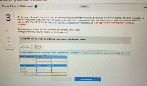 Semua Module 7 (Chapter 14) Homework 0 Help On January 1, Snipes Construction paid for earth-moving equipment by Issuing a $4