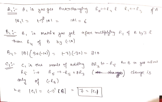 Roku & Ritz of A AT A, is you get puterchanging A, l= -9 IAI= IAL=6 B, 8 B, is matrix you get after multiplying Ri of B by 3