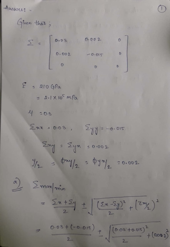 Answer : iven that 0.00 2 0.002 s E210 GPa n00 2 on 2 003 +Co.or)o 0 to.oty) 2.