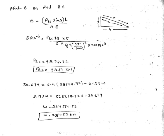 point B in Rod be A = (for sina) 3x10 -3 FBC X3 X5 S* MC ] * x 200 x103 FB c z 98174.77 Foca g8.17 KM 30.674 = 6.4 ( 98174-77